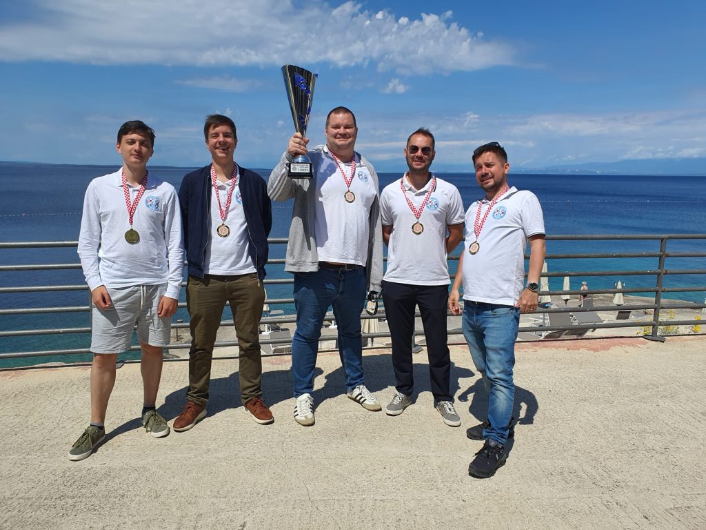 Jadranko Plenča with his team celebrating their 2025 Cup victory on the Adriatic coast